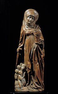 Sainte Marthe et les pénitents Sculpture en bois polychrome - German School