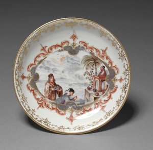 Soucoupe, fabriquée par la Manufacture de porcelaine de Meissen, Allemagne, vers 1723
