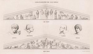 Sculptures des frontons du Temple de Zeus, Olympie, Grèce (gravure)