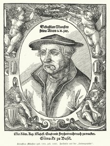 Sebastian Muenster, cartographe allemand, cosmographe et auteur de Cosmographia, la première œuvre décrivant le monde en allemand (gravure) - German School