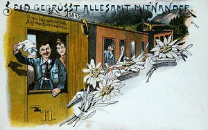 Carte postale souvenir, vers 1900 (lithographie en couleur)