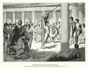 Jeunes spartiates faisant des exercices de gymnastique, Grèce antique - German School