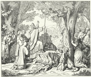 Saint Boniface abattant le chêne de Donar, sacré pour les païens allemands - German School
