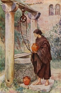 Saint François travaillant comme scullion dans un monastère (lithographie couleur) - German School