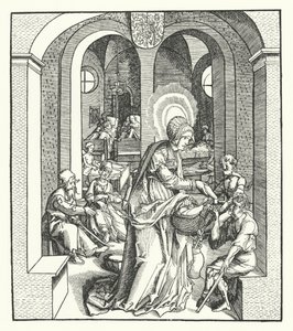 Sainte Hedwige de Silésie, duchesse de Pologne (gravure) - German School
