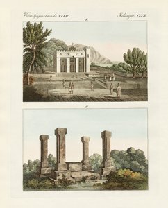 Étranges mémoriaux en Abyssinie (gravure en couleur) - German School