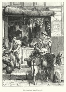 Scène de rue dans la ville romaine antique de Pompéi - German School