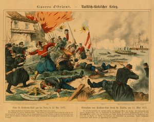 Prise de Suchum-Kale par les Turcs pendant la guerre russo-turque, 15 mai 1877, publiée par F.C. Wentzel, Weissenburg, 1877 - German School