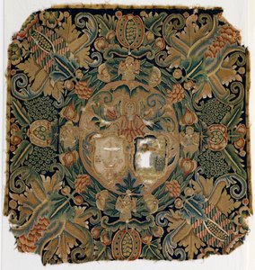 Coussin armorial en tapisserie, possiblement de Basse-Saxe, fabriqué au 17ème siècle - German School