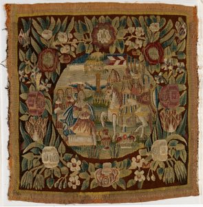 Housse de coussin en tapisserie représentant David et Abigaïl, Samuel XXV - German School