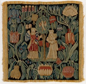 Housse de coussin en tapisserie représentant l