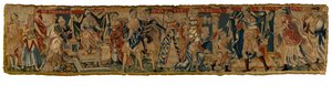Tapisserie représentant Moïse jetant la couronne de Pharaon et étant puni, du Rhin - German School