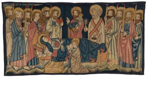 Panneau de tapisserie représentant la Mort de la Vierge, du Moyen-Rhin, possiblement Trèves, milieu du 15ème siècle - German School
