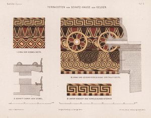 Décorations en terre cuite du Trésor de Gela, Olympie, Grèce - German School