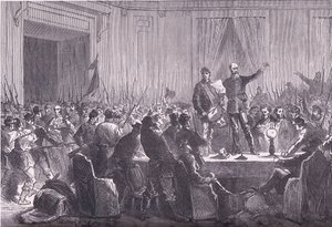 Le 106e bataillon de la Garde nationale livrant Trochu à l