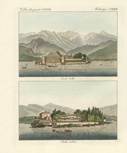 Les îles Borromées (gravure en couleur) - German School