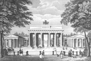 La Porte de Brandebourg à Berlin, milieu du 19e siècle - German School