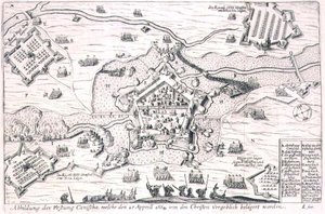 La Forteresse de Canischa assiégée en vain par les Chrétiens en 1664, illustration d