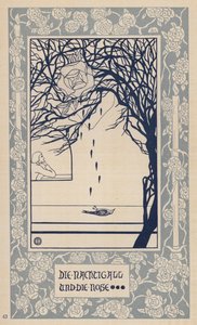 Le rossignol et la rose (lithographie) - German School
