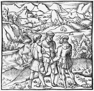 Le Serment du Grütli, illustration de Cosmographie Universelle par Sébastien Munster (1488-1552) Bâle, publié en 1559 - German School