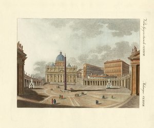 La cathédrale Saint-Pierre à Rome (gravure en couleur) - German School