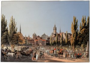 La foire de Leipzig. vers 1810-20 - German School