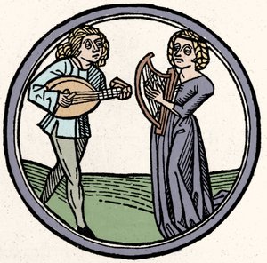 Les quatre tempéraments: flegmatique. Xylographie, Augsbourg 1480 - German School