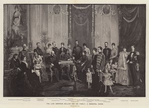 Le défunt empereur Guillaume et sa famille, une scène commémorative (gravure) - German School