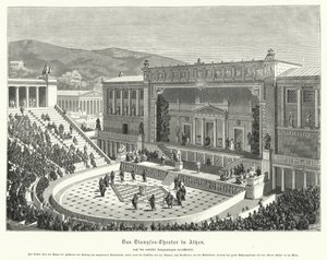 Théâtre de Dionysos Eleuthereus, Athènes, Grèce antique (gravure) - German School