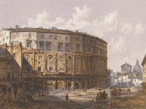 Théâtre de Marcellus, Rome (lithographie couleur)