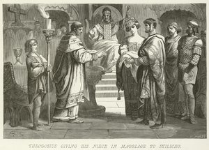 Théodose donnant sa nièce en mariage à Stilicon - German School