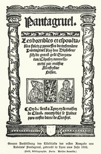 Page de titre de la première édition de Pantagruel, par l