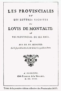 Page de titre des Provinciales de Blaise Pascal (1623-62), Amsterdam, 1657 (encre sur papier) - German School