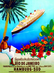 Vers Rio de Janeiro", affiche publicitaire de la Hamburg Southern Line