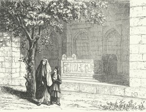 Tombe du poète persan Saadi dans la ville iranienne de Shiraz (gravure) - German School