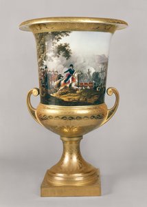 Urne représentant le duc de Wellington dans une scène de bataille du service de table prussien, Berlin, 1816-19