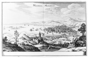 Vue de Marseille, de Topographia Galliae par Martin Zeiller, publié en 1655-61
