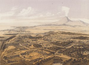 Vue de Pompéi, Campanie, Italie (lithographie couleur)