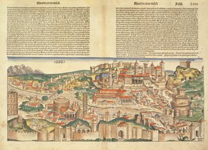 Vue de la ville de Rome, tirée de la Chronique de Nuremberg par Hartmann Schedel, 1493 - German School