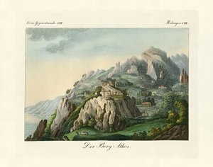 Vue du Mont Athos (gravure en couleur) - German School