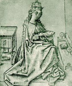 Vierge Marie priant dans une chambre gothique - German School