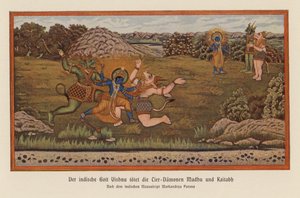 Vishnu tuant les démons Madhu et Kaitaba - German School