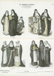 Costumes féminins des ordres religieux chrétiens, fin du XVIIIe siècle - German School