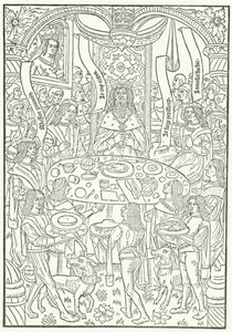 Gravure de la première édition de Lancelot du Lac, imprimée à Rouen par Jean le Bourgeois en 1488 - German School