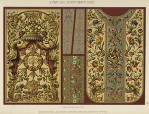 XVIIe et XVIIIe siècles, broderie, tapisserie en cuir et orfèvrerie