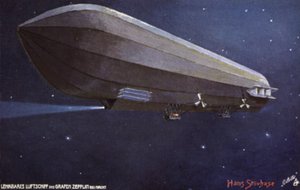 Dirigeable Zeppelin volant de nuit - German School