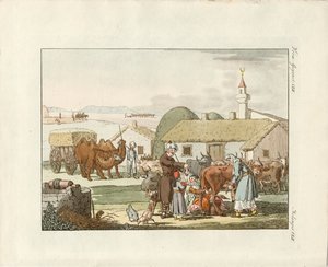 Habitants de Crimée (gravure en couleur) - German School