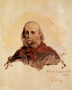 Unité italienne : portrait de Giuseppe Garibaldi (1807-1882), patriote italien. Œuvre de Gerolamo (Girolamo) Induno (1825-1890) - Gerolamo Induno