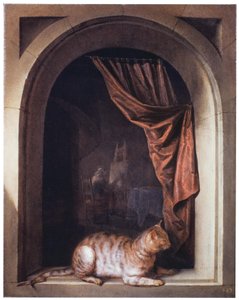 Le chat sur la corniche - Gerrit Dou