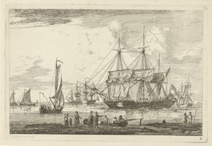 Deux trois-mâts et autres navires - Gerrit Groenewegen